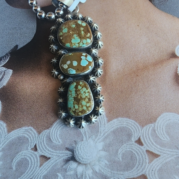 Elegant #8 Turquoise Pendant In Sterling Silver ⭕️✳️@Stella46✳️⭕️🔶️RESERVED🔶️ - Picture 3 of 7